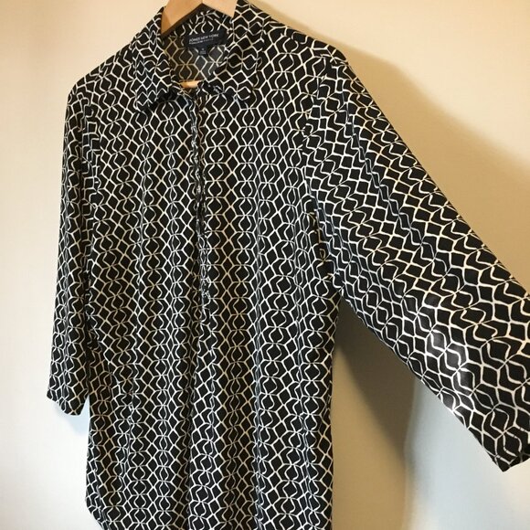 Jones New York B&W Live Wire Pattern Stretchy Dress Shirt - Picture 3 of 15